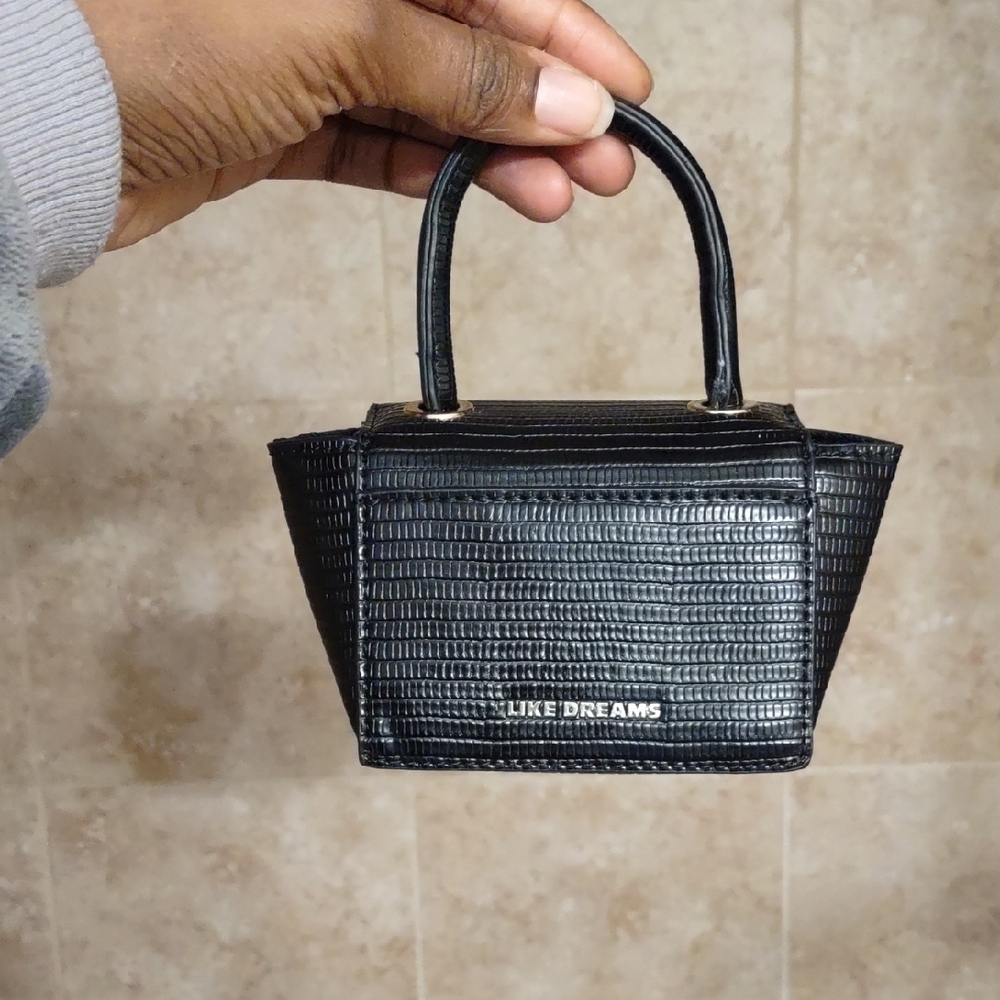 Black Textured Handbag